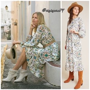 NWT, Anthropologie, Chiara Watercolor Midi Dress